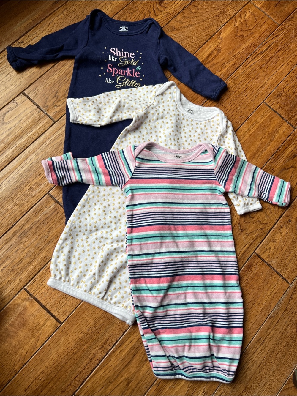 Carter's Navy, White & Pink-Green Stripe Baby Sleep Gown Set - 3 Pack